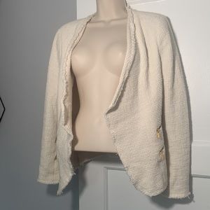 Zara White Fabric Blazer Drape Open Hang